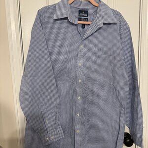 Men's Stafford Blue Checked Dress Shirt